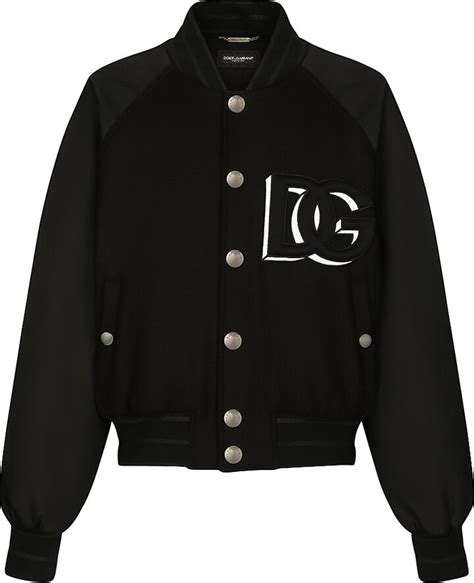 DOLCE&GABBANA Embossed DG Logo Patch Bomber Jacket.